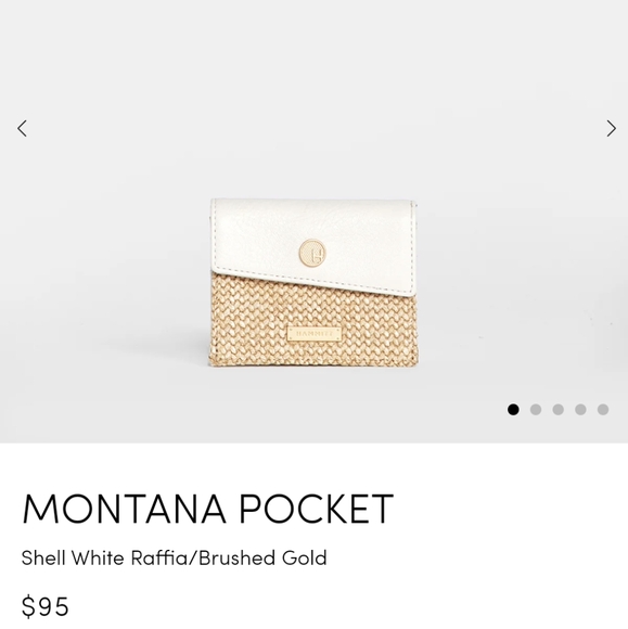 ISO!! Hammit Montana Pocket, Shell White Raffia Brushed Gold - Picture 1 of 6
